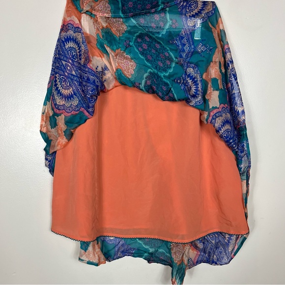 HD Paris Mandara Silk Skirt Medium Asymmetrical Boho Beachy Festival Colorful - Picture 6 of 8